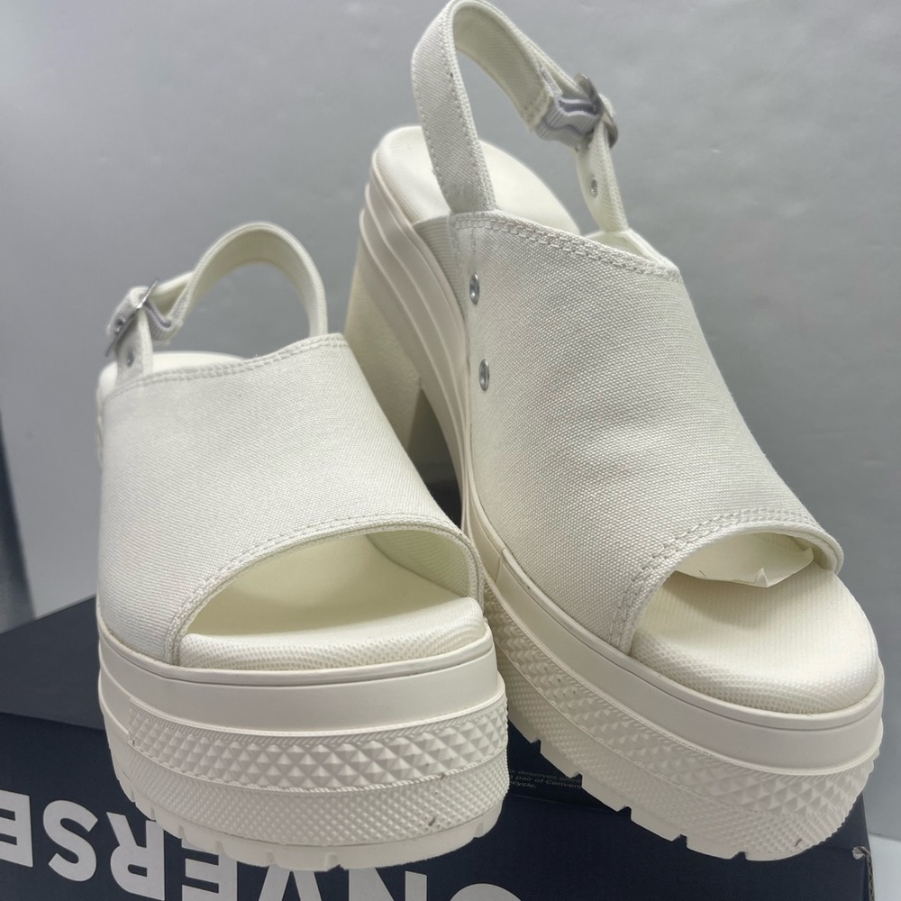 Converse CHUCK 70 DE LUXE HEEL MULE SLI EGRET/EGRET/EGRET Platform Heels A13796F - Picture 5 of 16